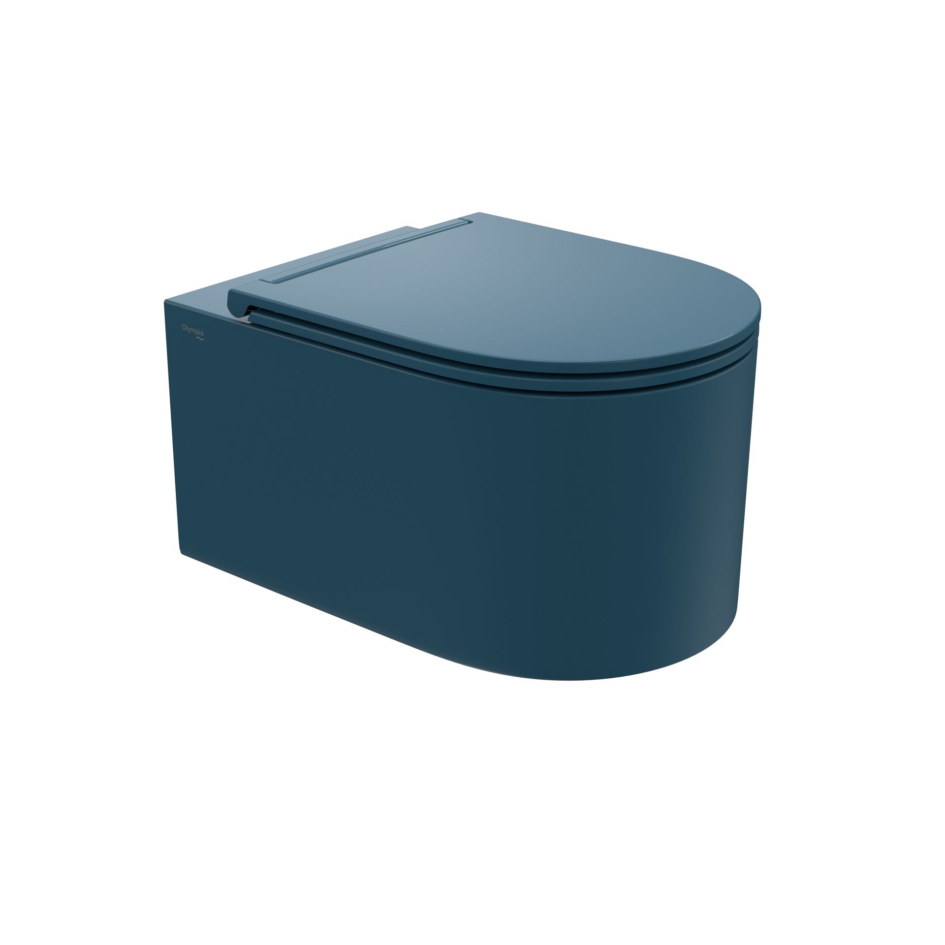 wc moderno color verde acqua scuro con coperchio arrotondato, isolata su sfondo bianco.