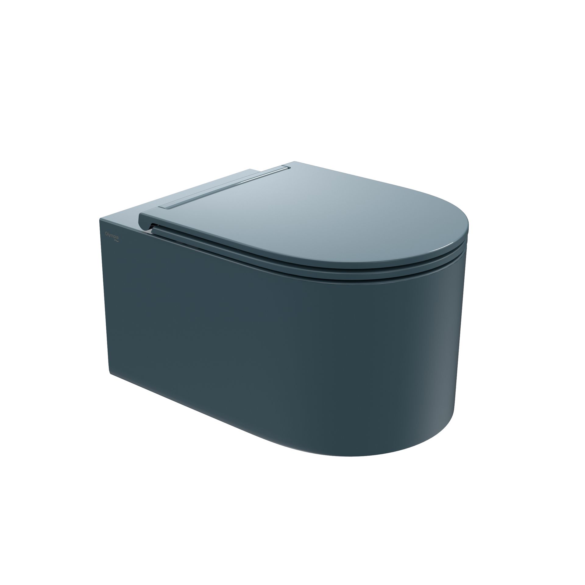 WC moderno di colore grigio scuro con coperchio chiuso su sfondo bianco.