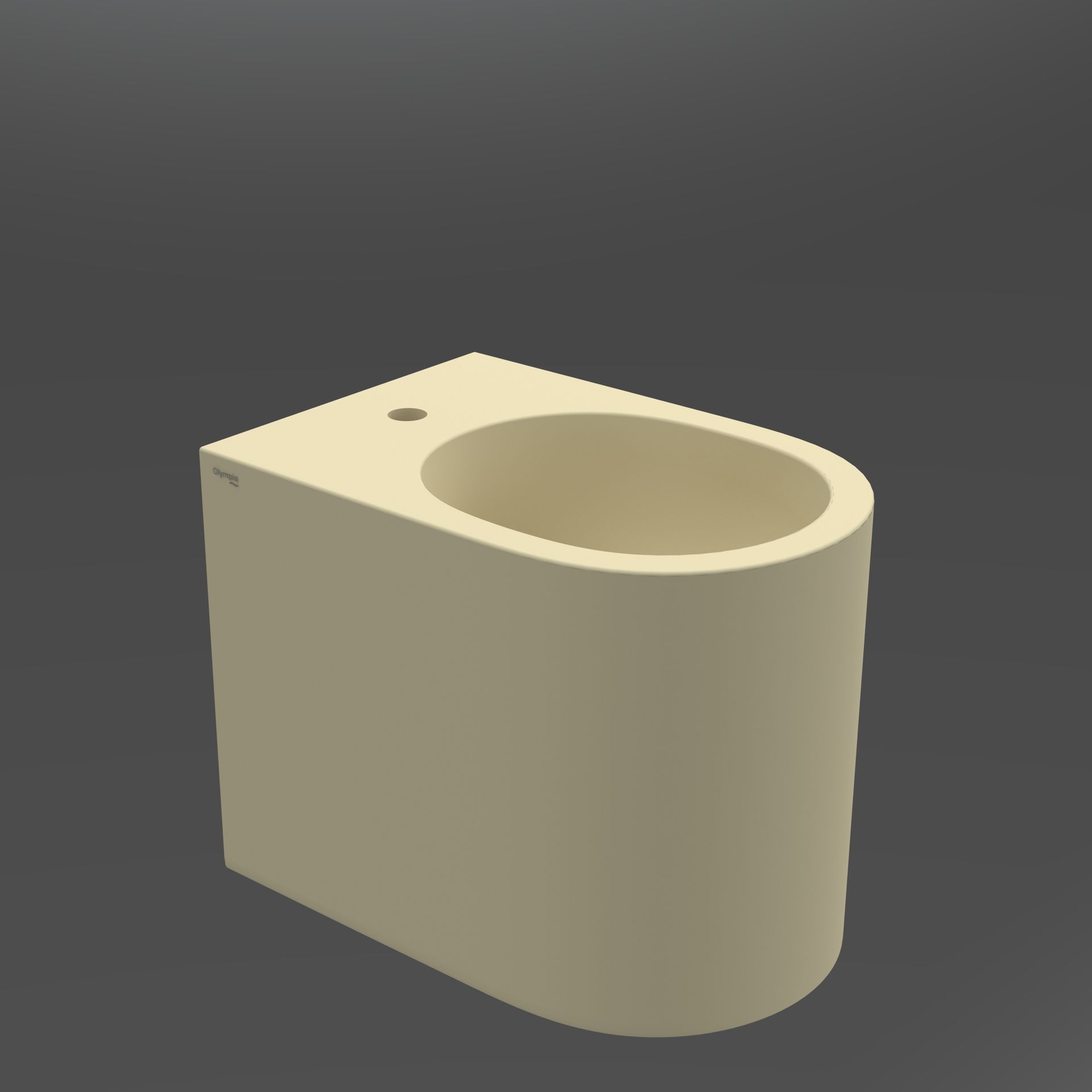 Vaso WC in ceramica beige senza sedile su sfondo grigio