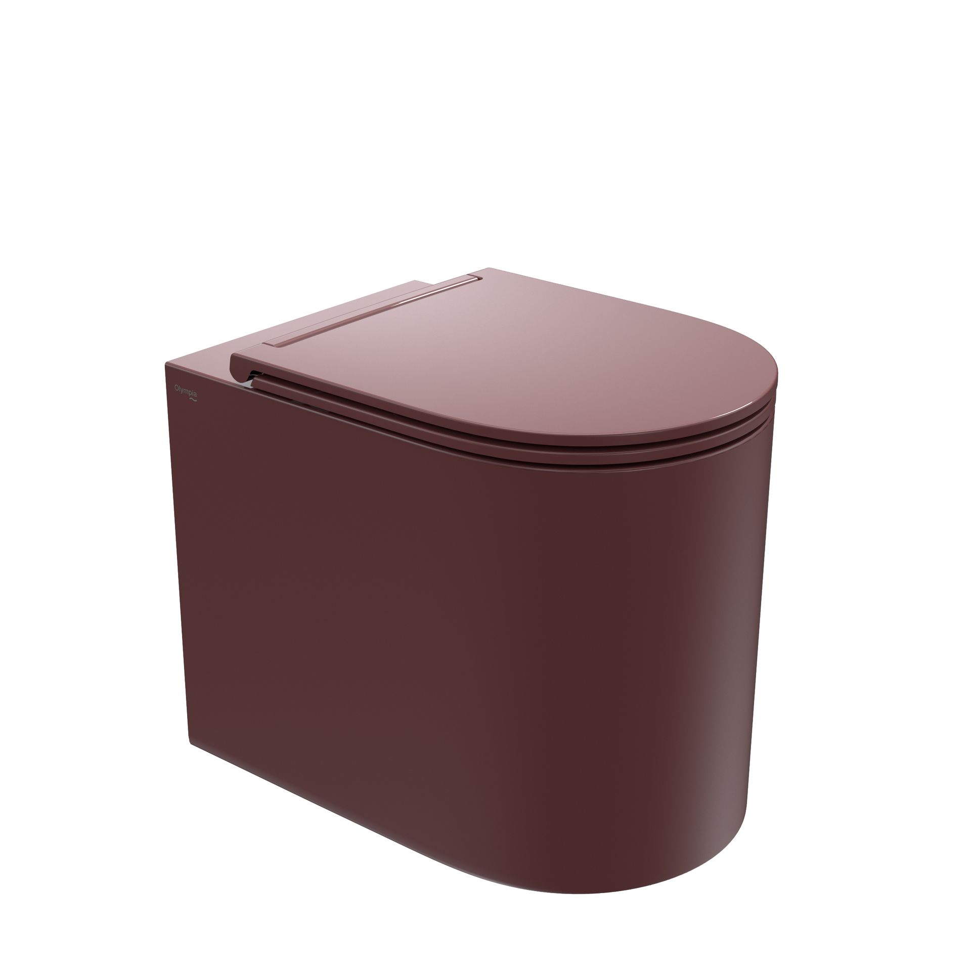 wc marrone con coperchio arrotondato su sfondo bianco.