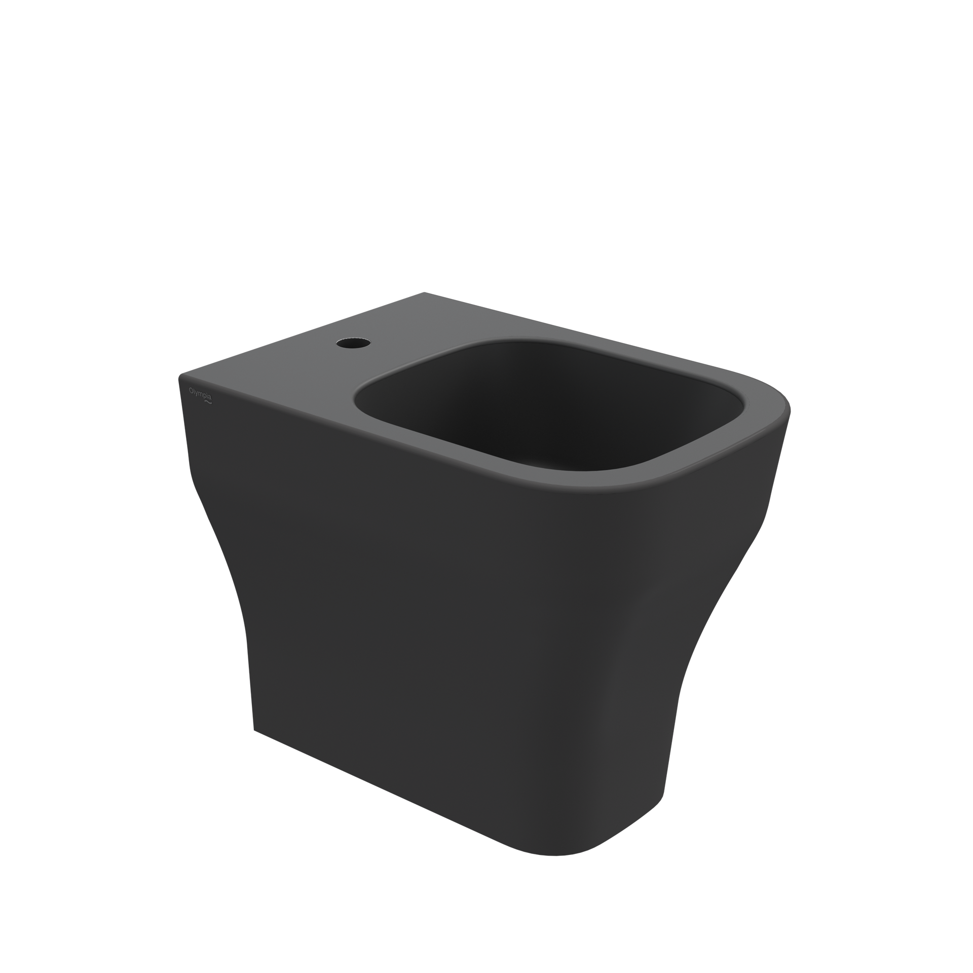 Vaso WC moderno nero su sfondo bianco