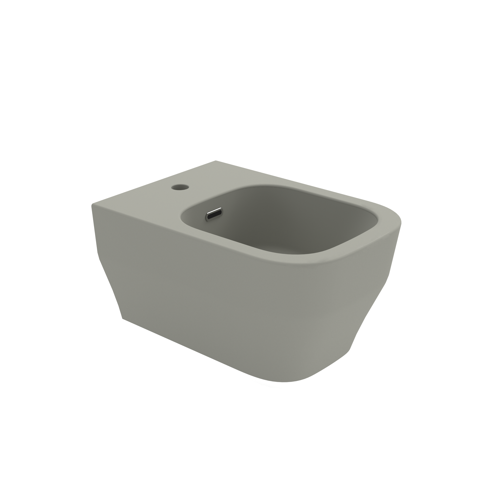 Rendering 3D di un vaso WC sospeso di colore grigio con bacino rettangolare arrotondato
