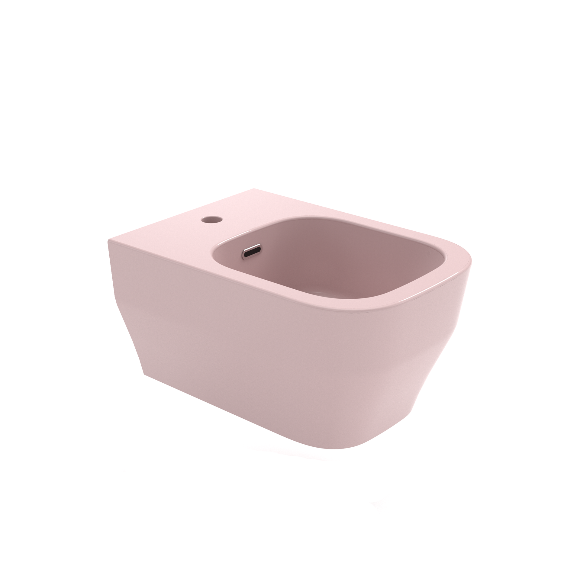 Bidet moderno rosa con lavabo ovale, isolato su sfondo bianco.