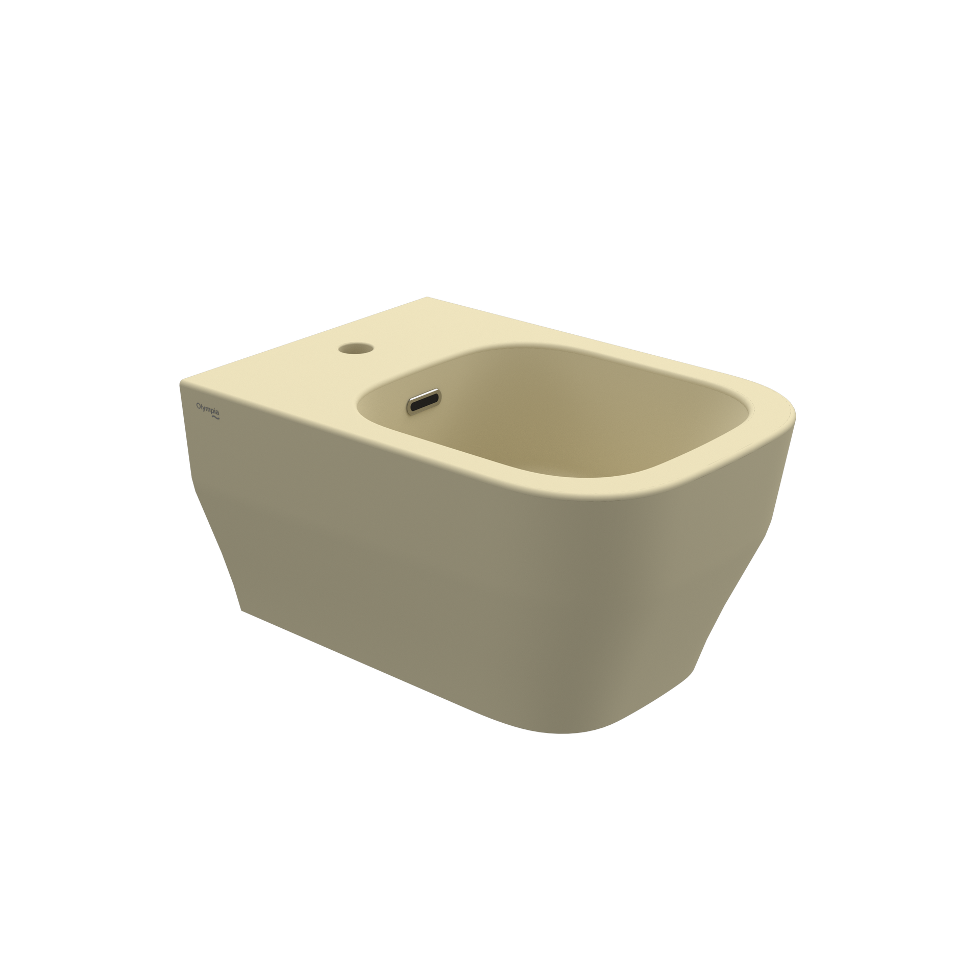 Vaso WC sospeso beige su sfondo bianco