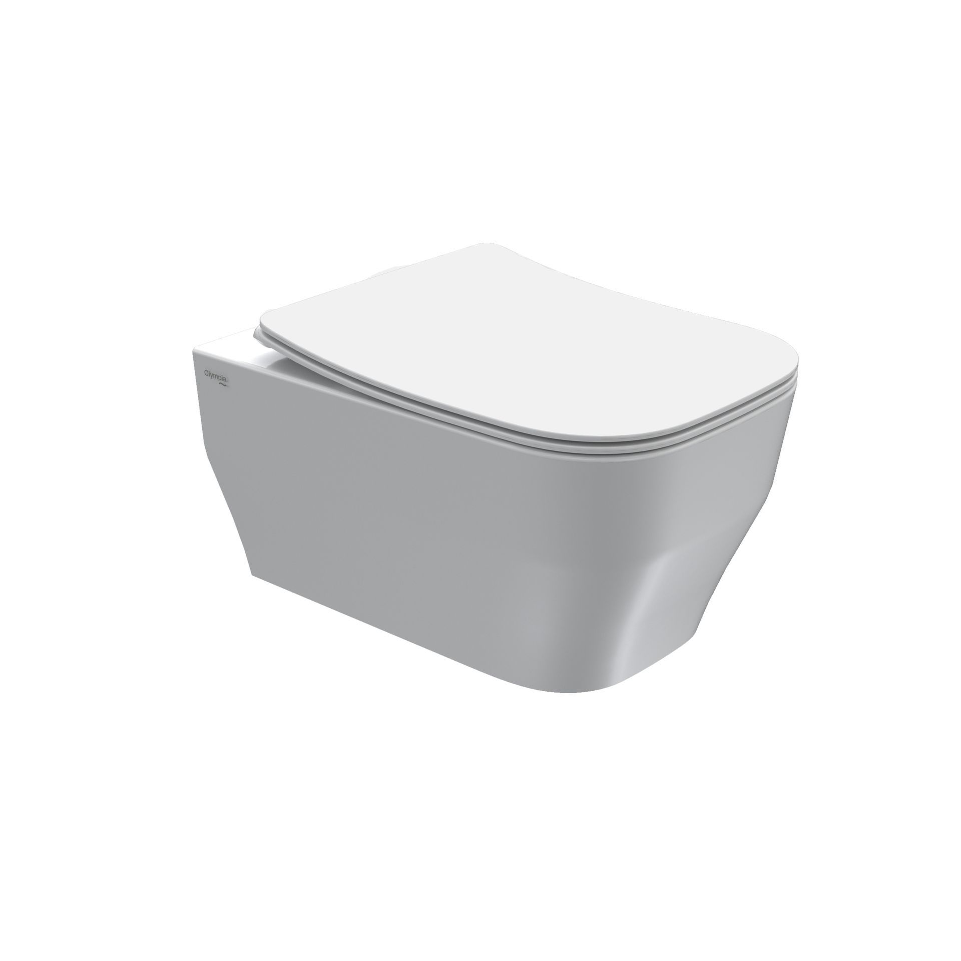 WC moderno bianco sospeso con coperchio chiuso su sfondo neutro