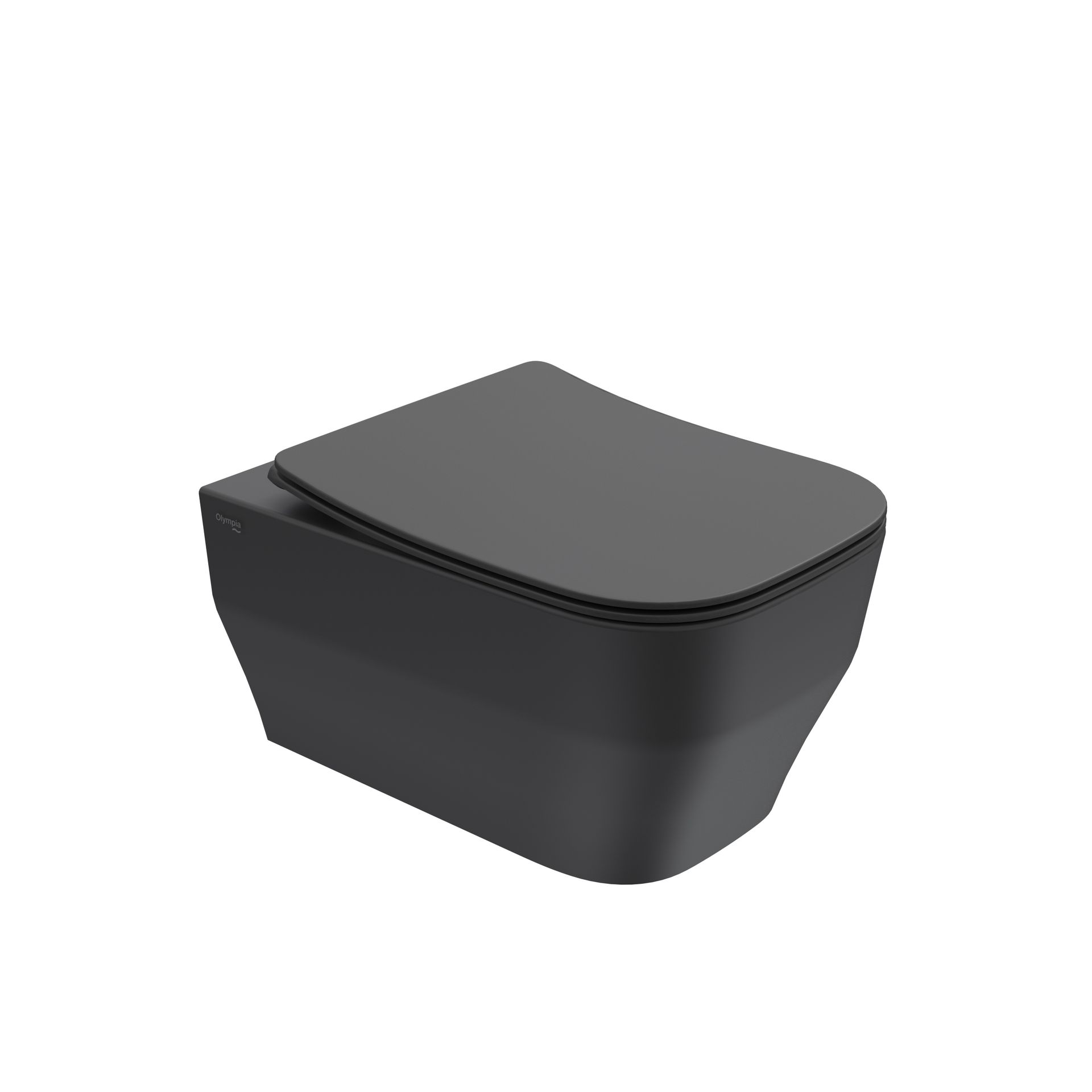 WC sospeso nero con coperchio chiuso, mostrato su sfondo bianco.