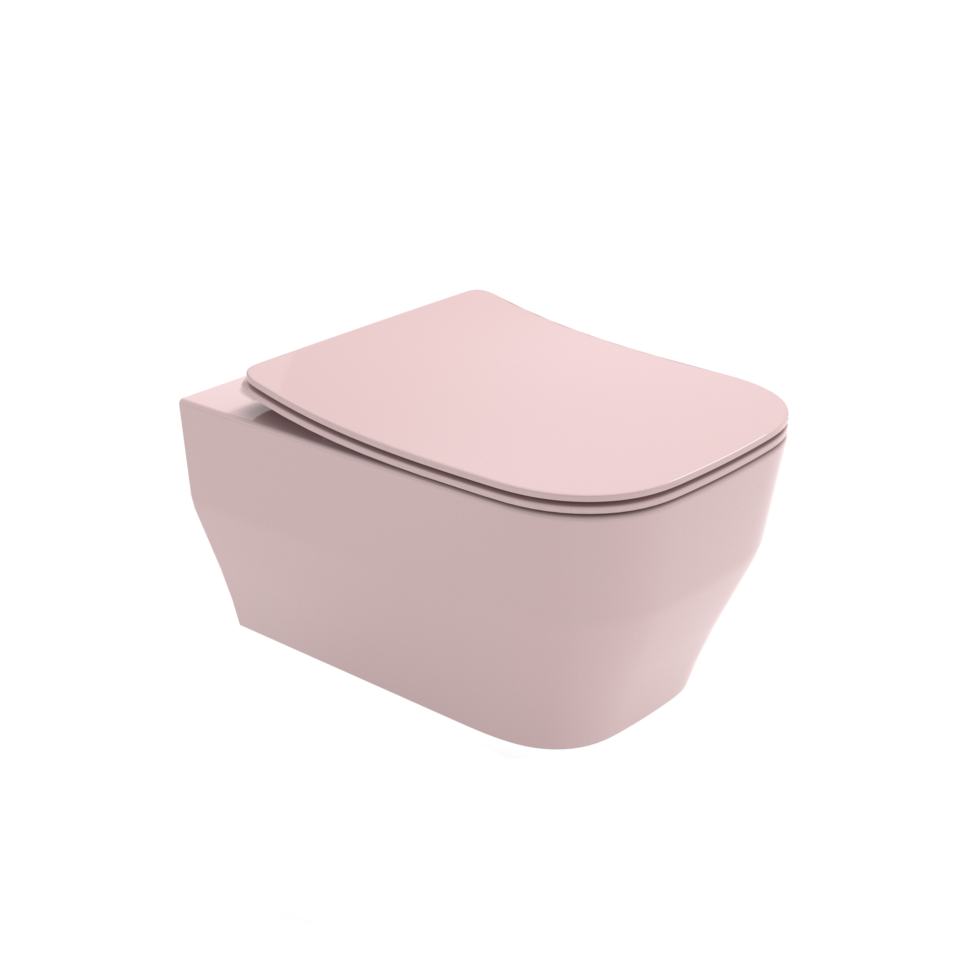 Beauty case rosa chiaro con coperchio arrotondato con cerniera su sfondo bianco.