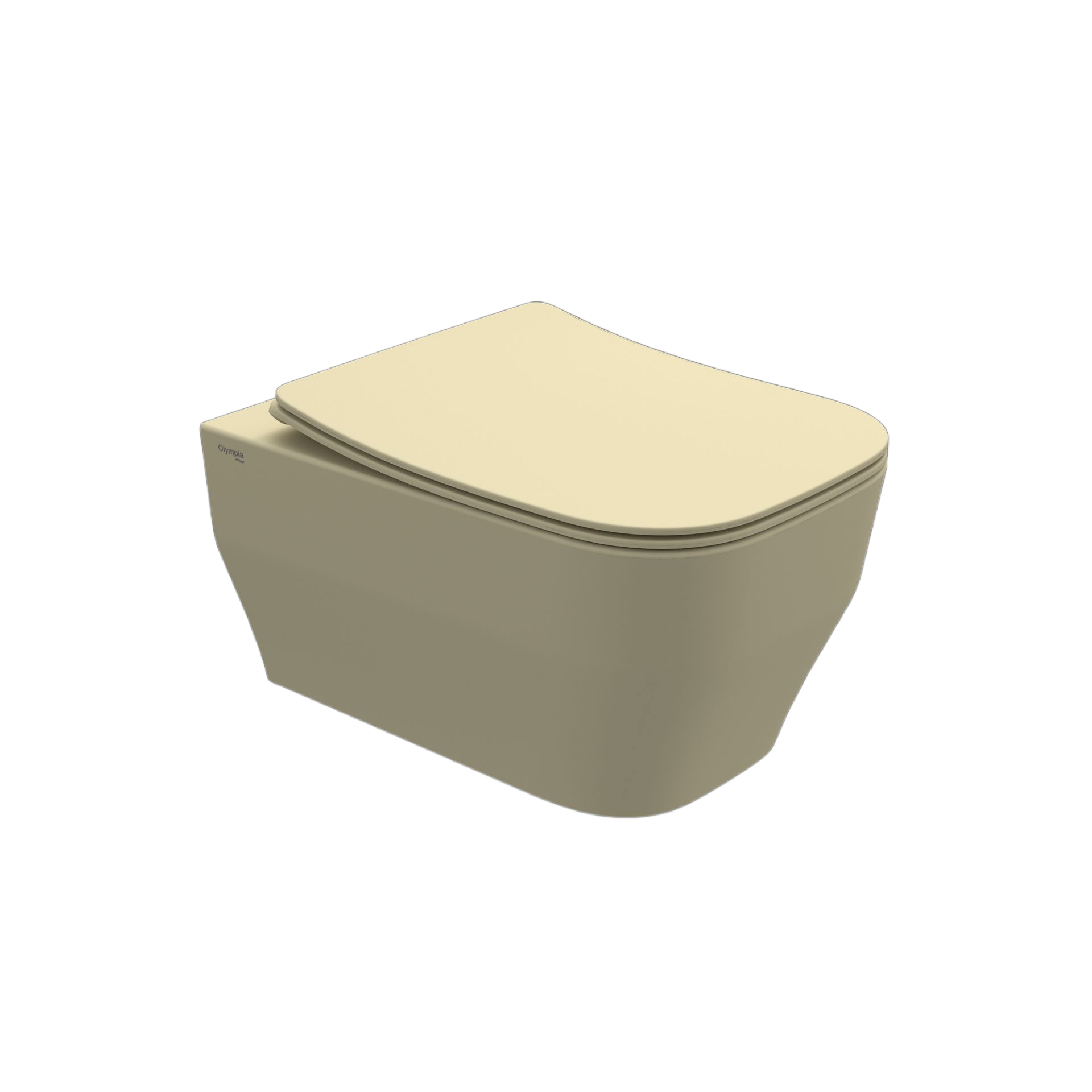 WC sospeso beige con coperchio e sedile