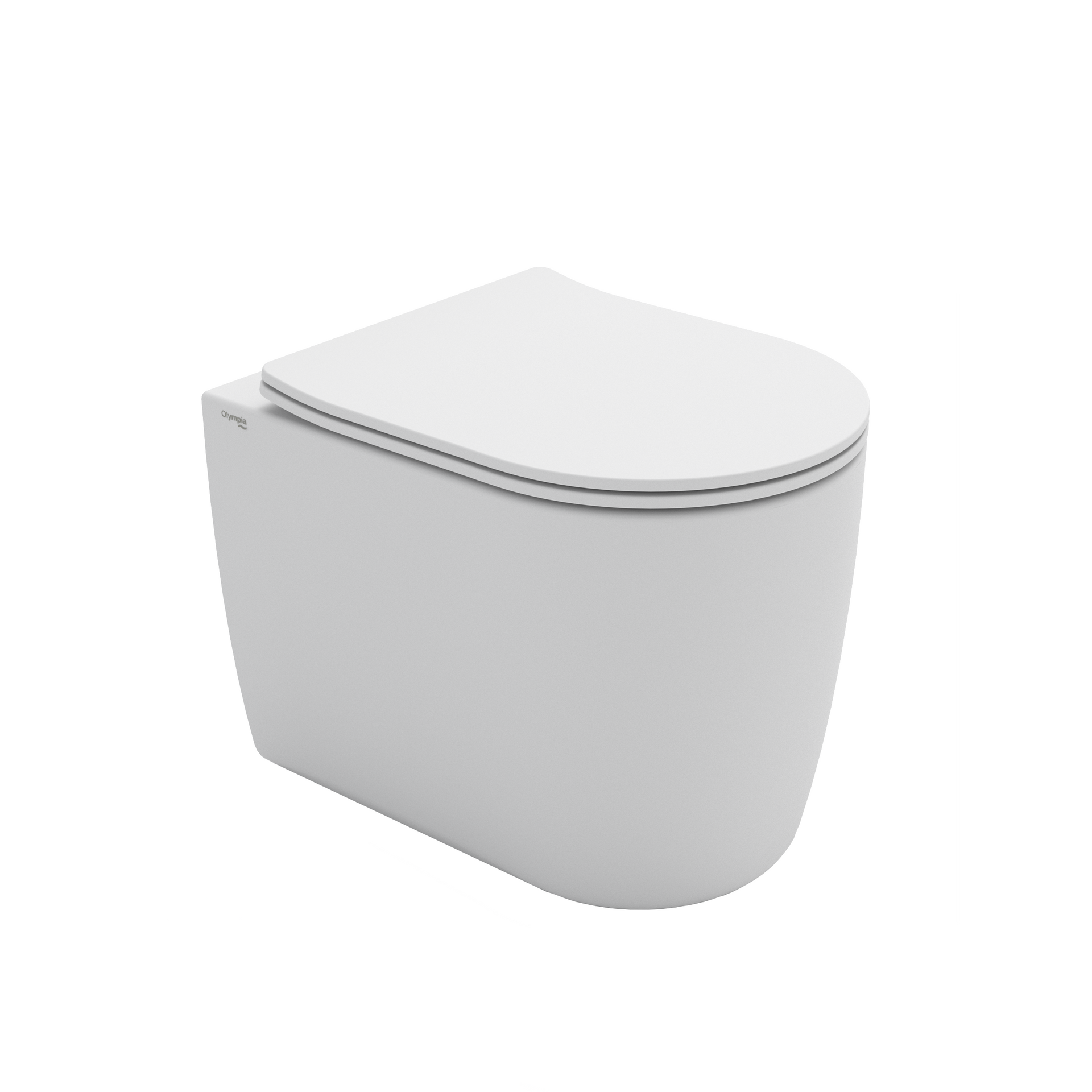 WC moderno bianco a parete con coperchio.