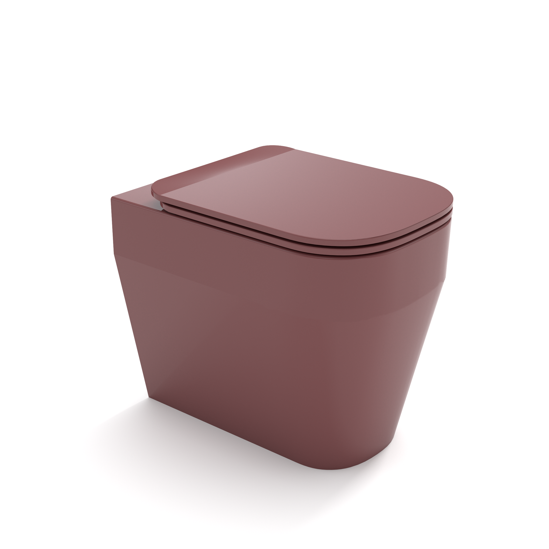 Vaso WC stilizzato marrone con coperchio chiuso su sfondo bianco.