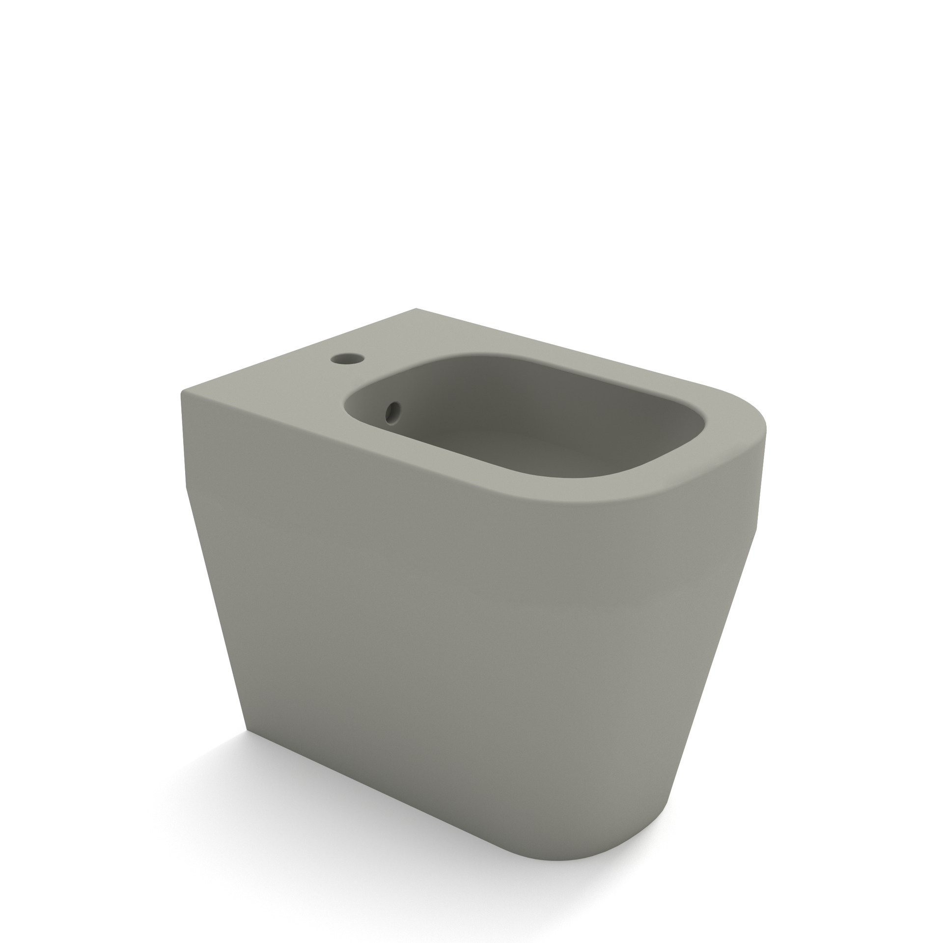 Bidet moderno in ceramica grigia su sfondo bianco