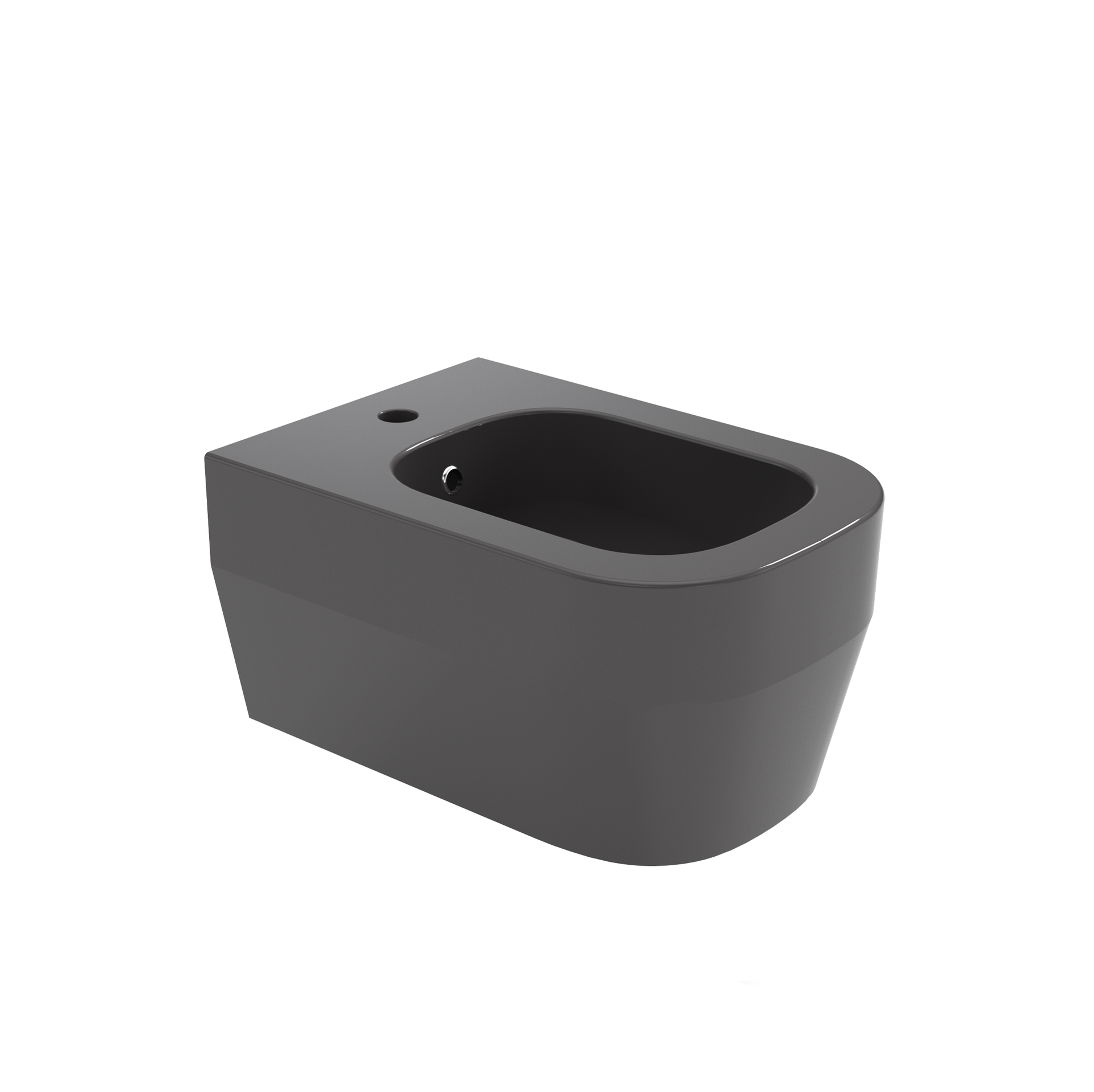 Bidet a parete in ceramica grigio scuro con lavabo ovale