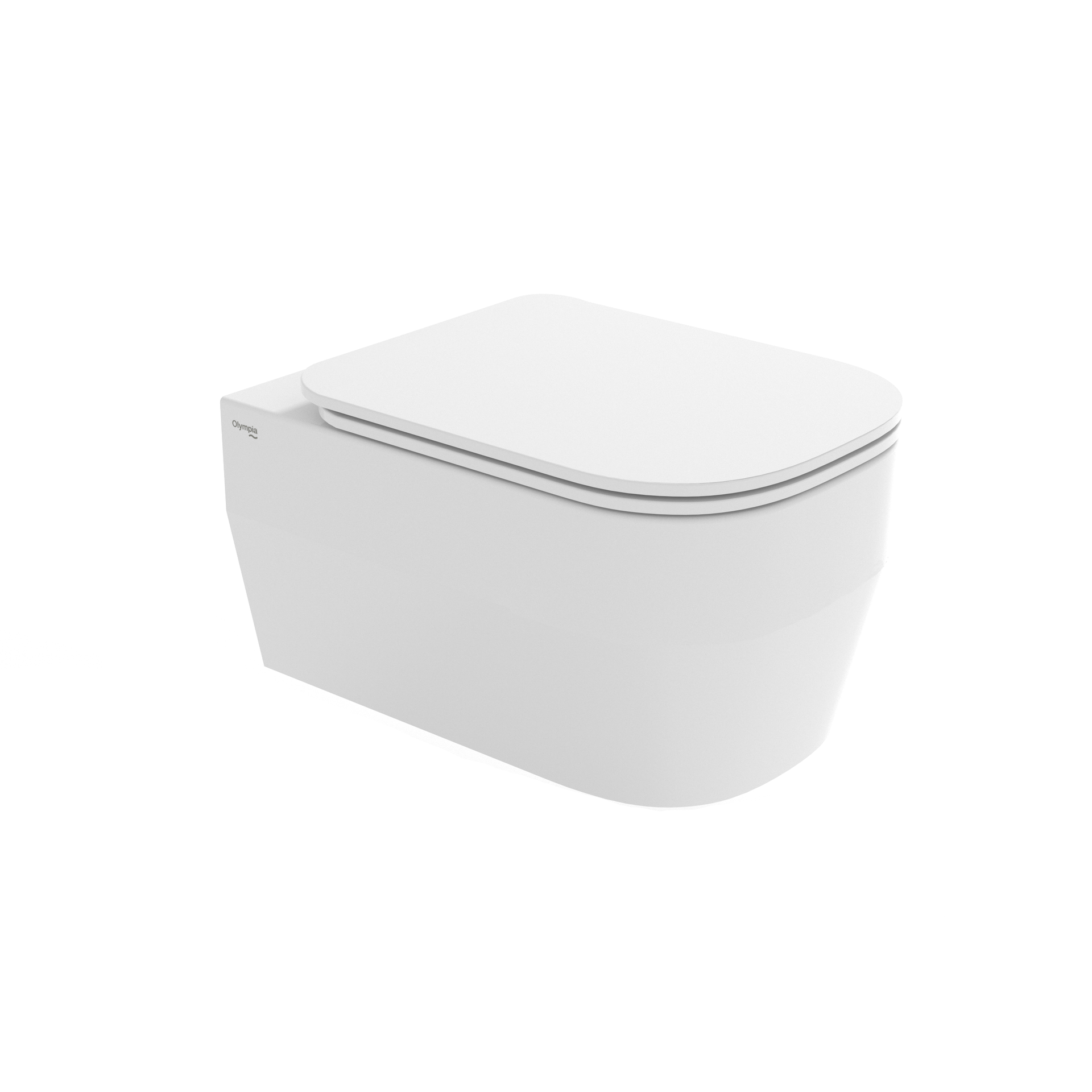 WC moderno bianco sospeso con sedile chiuso su sfondo neutro
