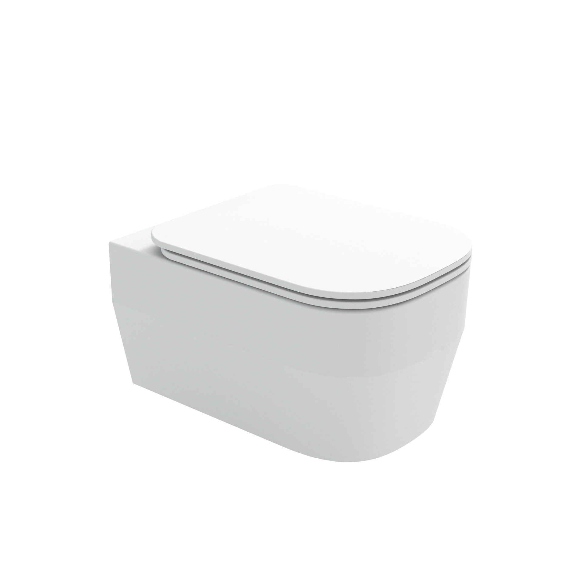 WC moderno bianco con coperchio chiuso su sfondo neutro