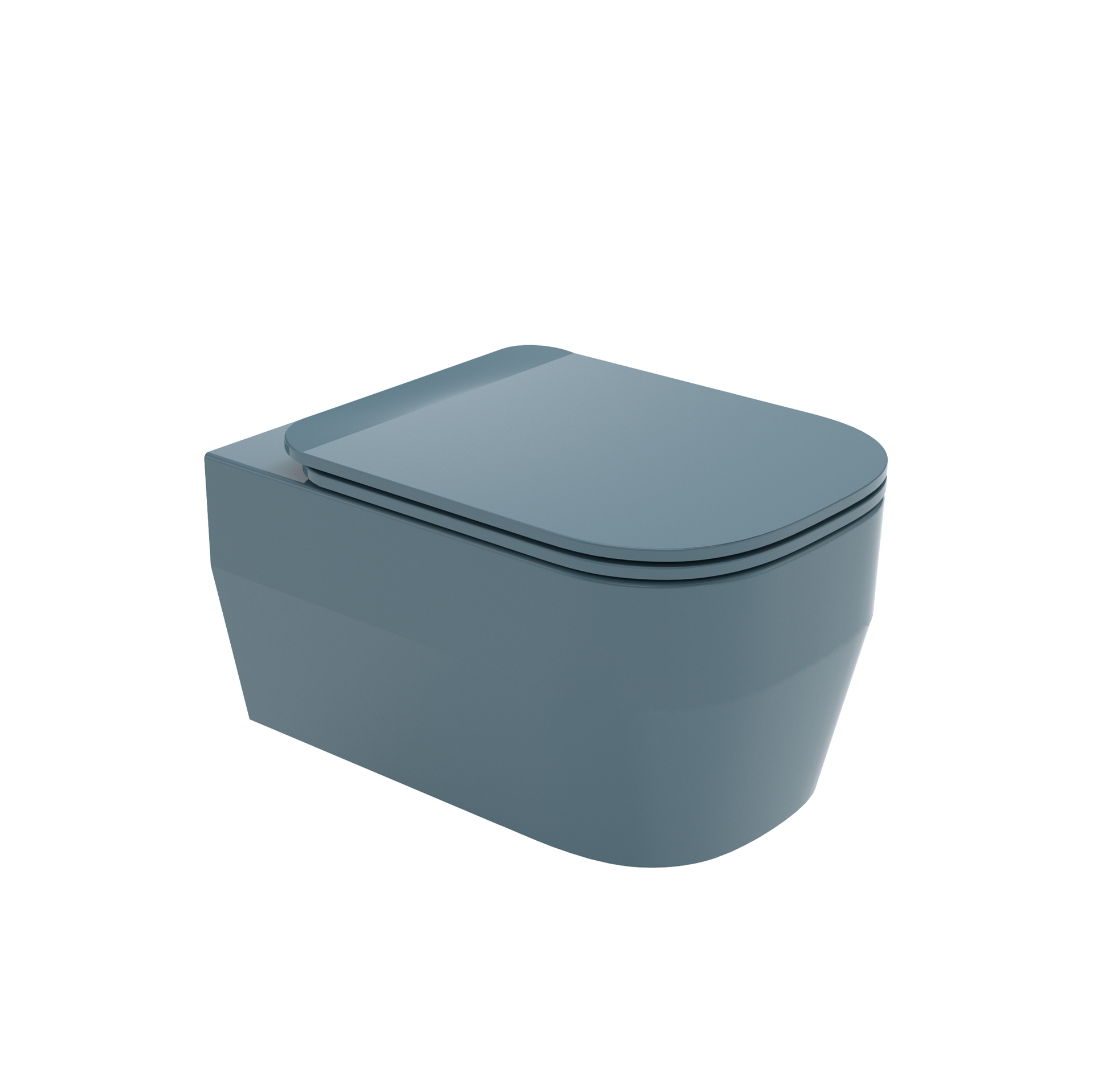 Rendering 3D di un moderno WC grigio con coperchio chiuso.
