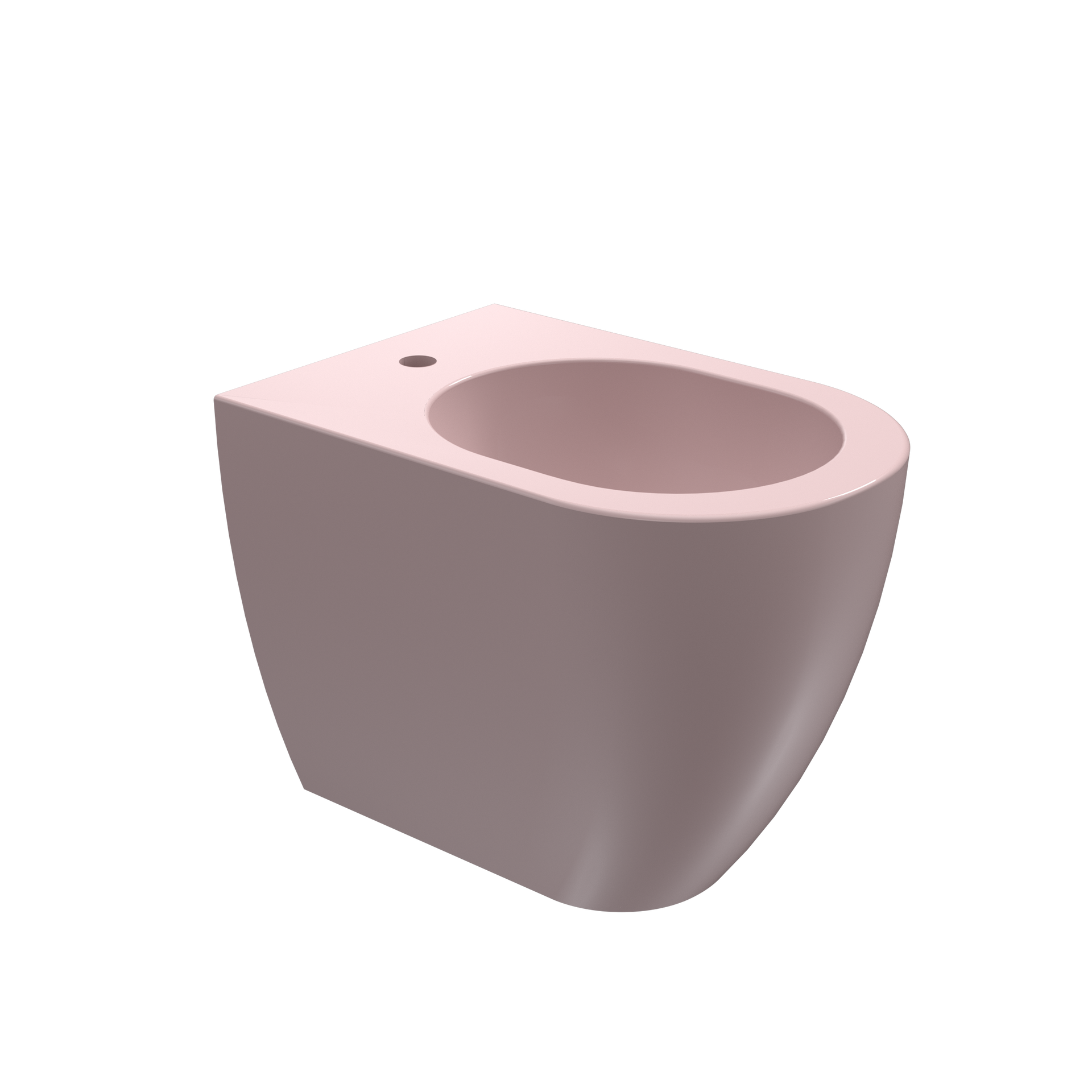 Vaso WC moderno rosa su sfondo bianco