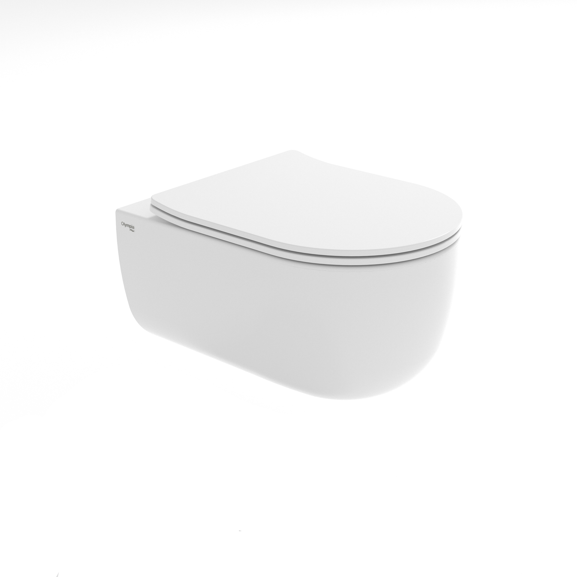 WC moderno bianco sospeso su sfondo neutro