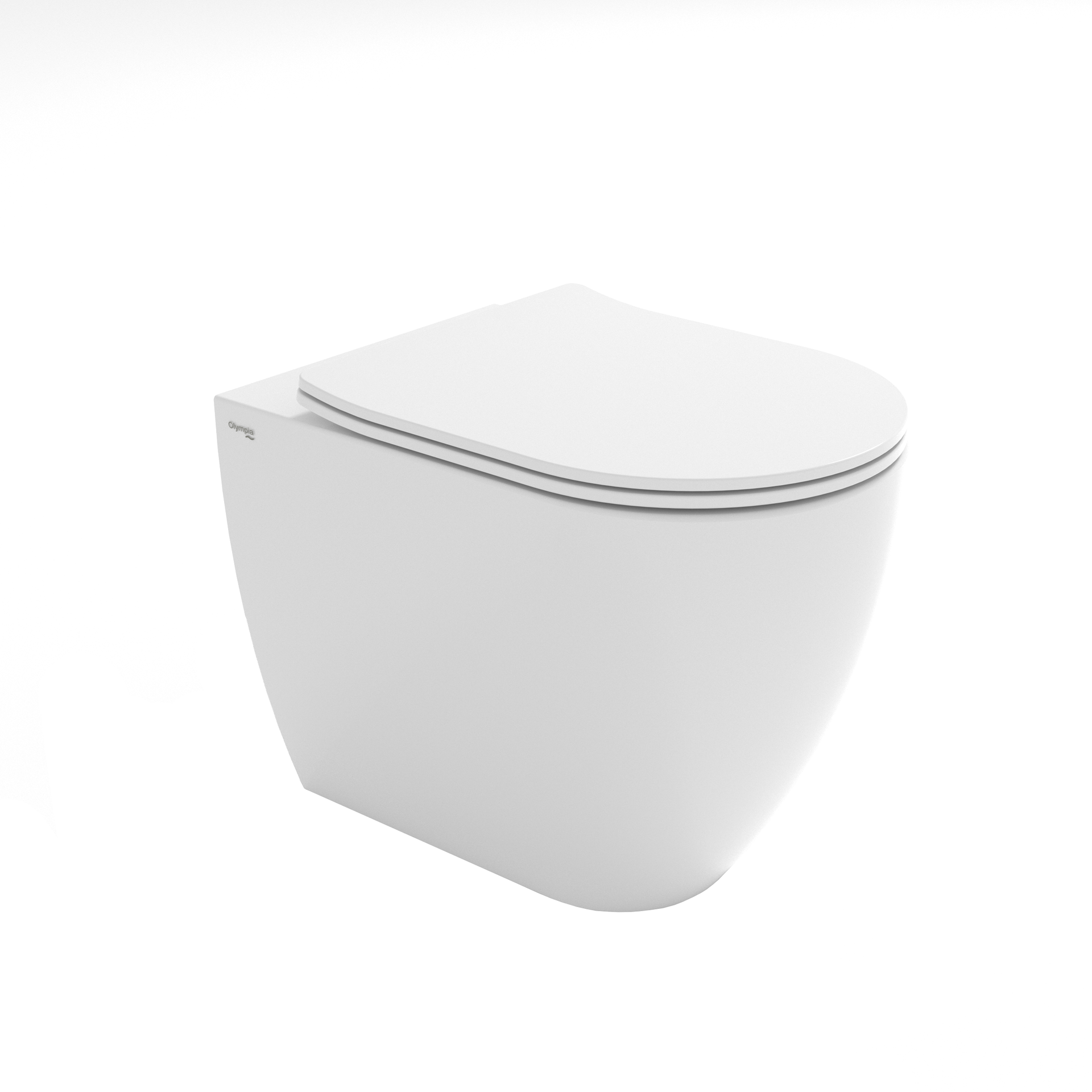 WC moderno bianco sospeso con coperchio chiuso su sfondo neutro