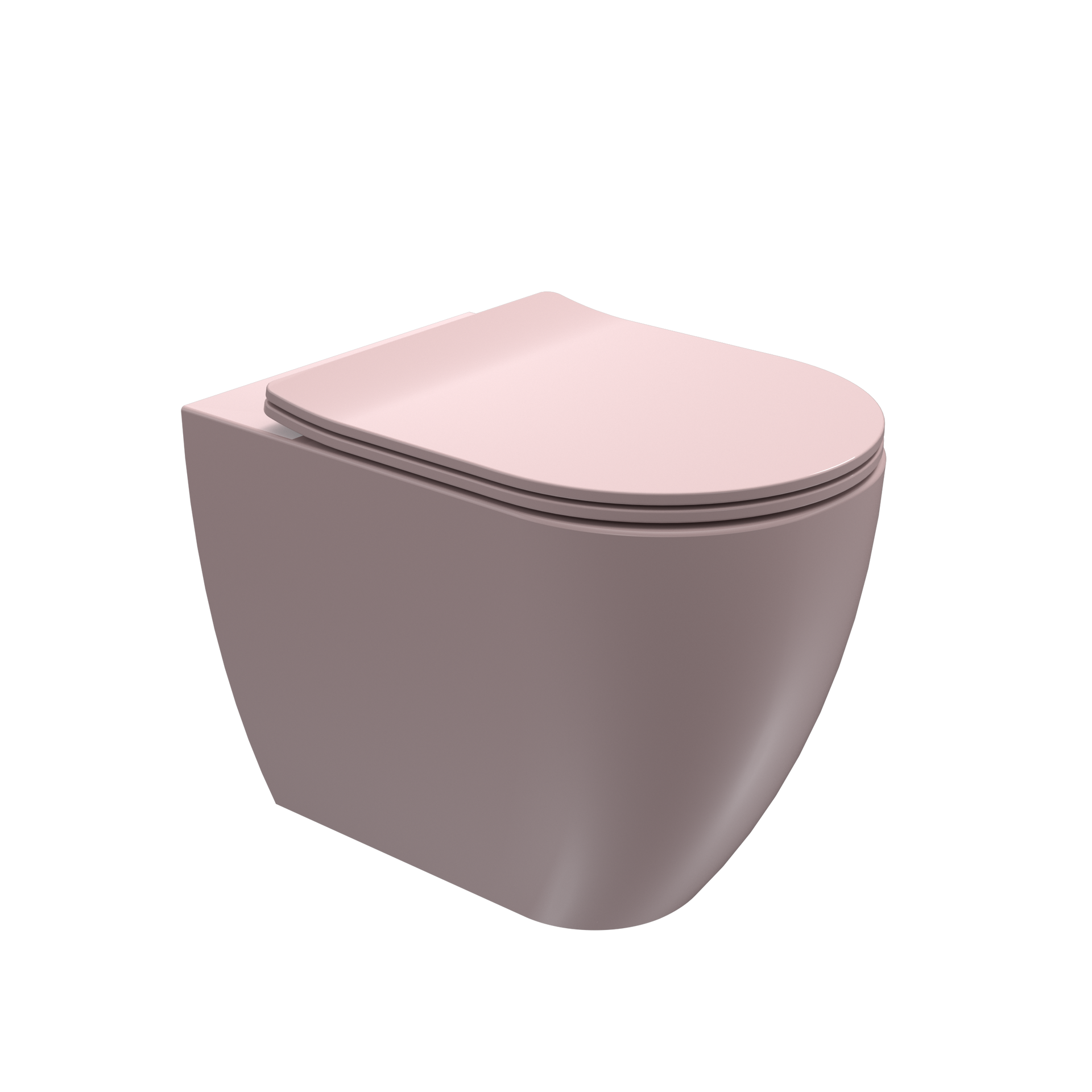 WC moderno rosa e grigio con coperchio chiuso