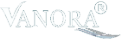 Vanora brand logo. Text in light grey.  A checkmark is above the 