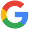 The google logo is a rainbow colored circle with the letter g in the middle.