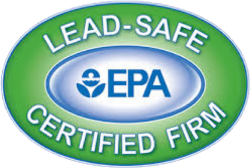 The lead safe epa certified firm logo is green and blue.
