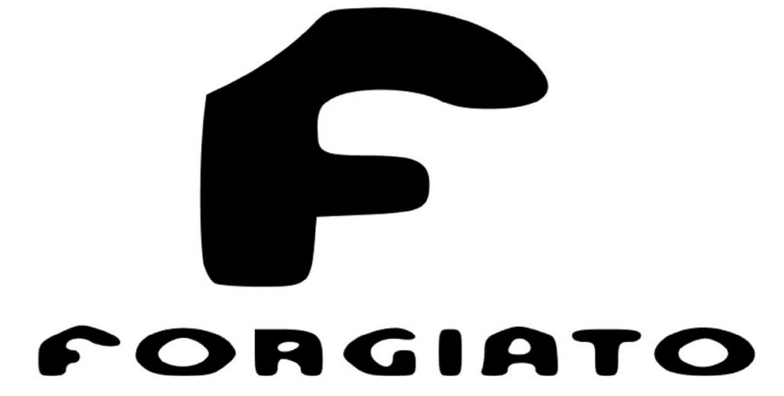 A black and white logo for a company called forgiato.