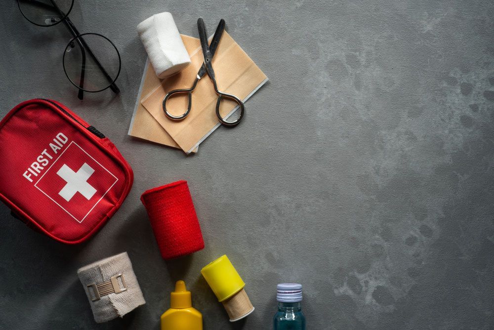 Essential First Aid Kit: Bandages, Scissors, and Glasses - Hunter Valley NSW