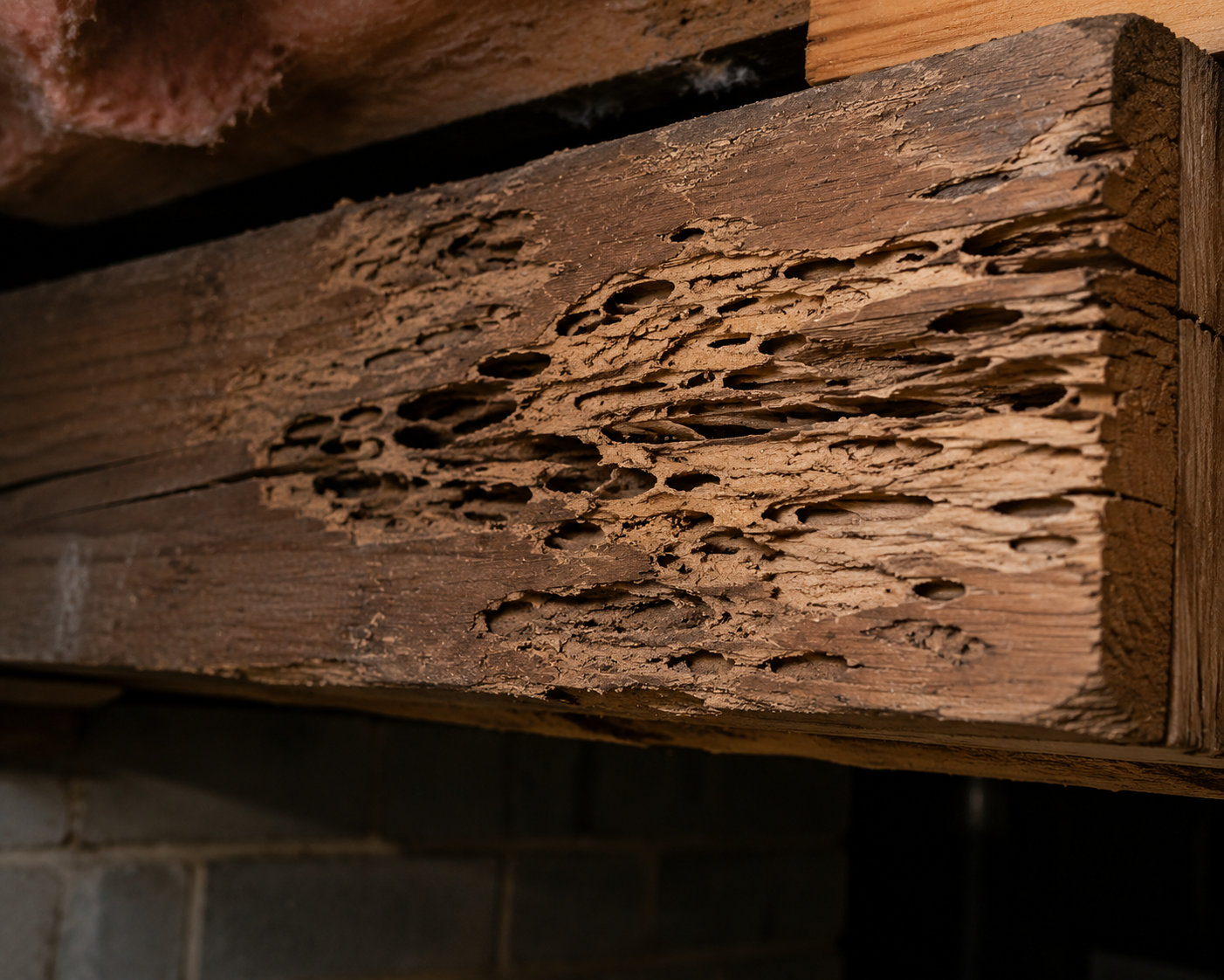 termite damage wood beam structural infestation signs