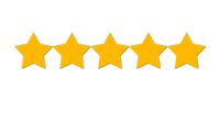 A row of five yellow stars on a white background.