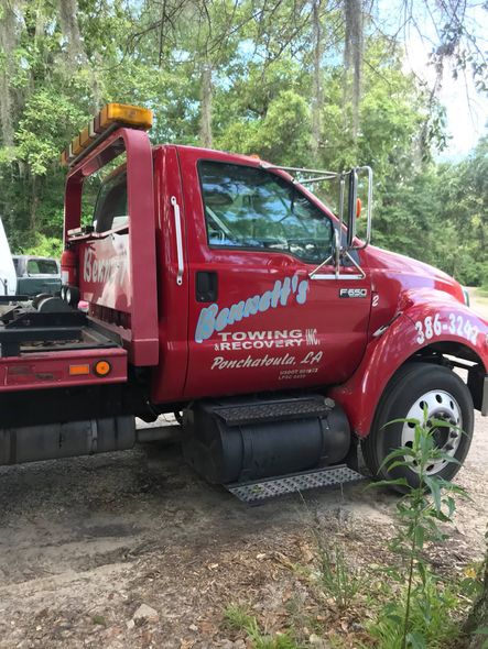 Red tow truck with 