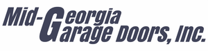 A logo for mid-georgia garage doors inc. on a white background.