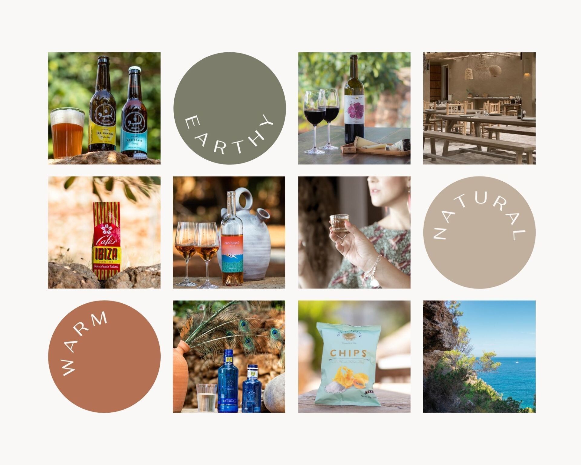 Een collage van foto's van verschillende soorten eten en drinken.