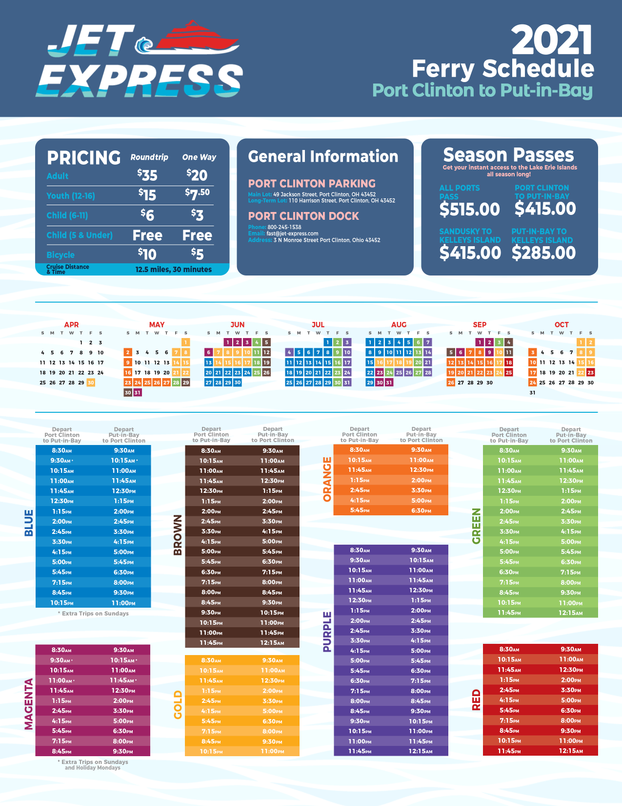 Jet Express Schedule