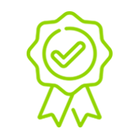 Una cinta verde con una marca de verificación en su interior.