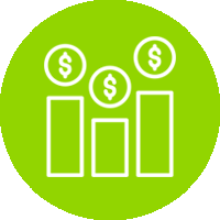 Un grupo de personas paradas una al lado de la otra con signos de dólar en un círculo verde.