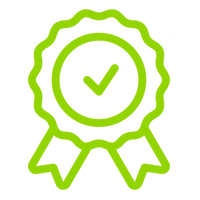 Una cinta verde con una marca de verificación en el medio.