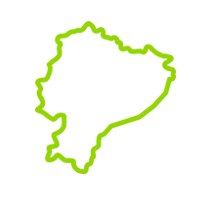 Un dibujo de línea verde de un mapa de Ecuador sobre un fondo blanco.