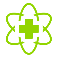 Una cruz verde está rodeada de flechas en un círculo.