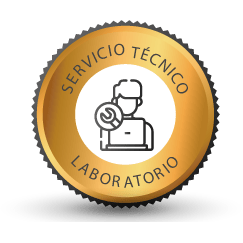 A gold badge that says servicio tecnico laboratorio