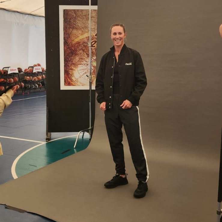 Emma Twigg wearing sponsor clothing