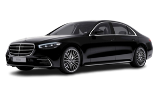A black mercedes benz s class is shown on a white background.