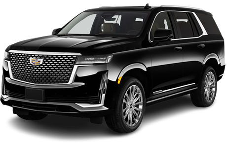 A black cadillac escalade is shown on a white background.