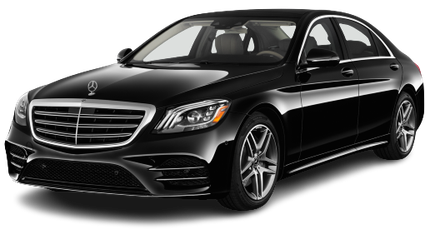A black mercedes benz s class is shown on a white background.