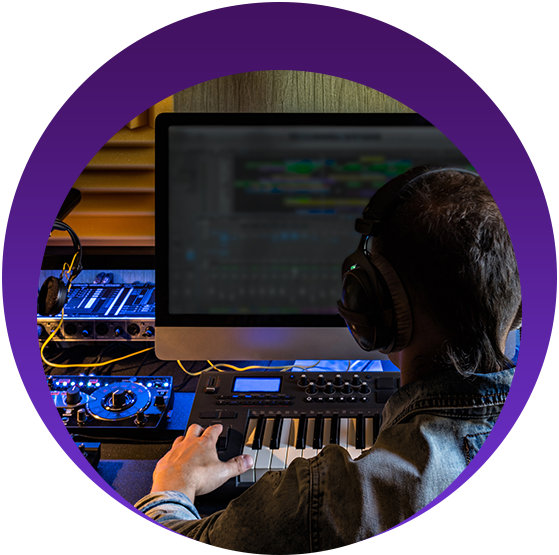 Man Produce Electronic Music in Studio — Dubuque, IA — Master's Image