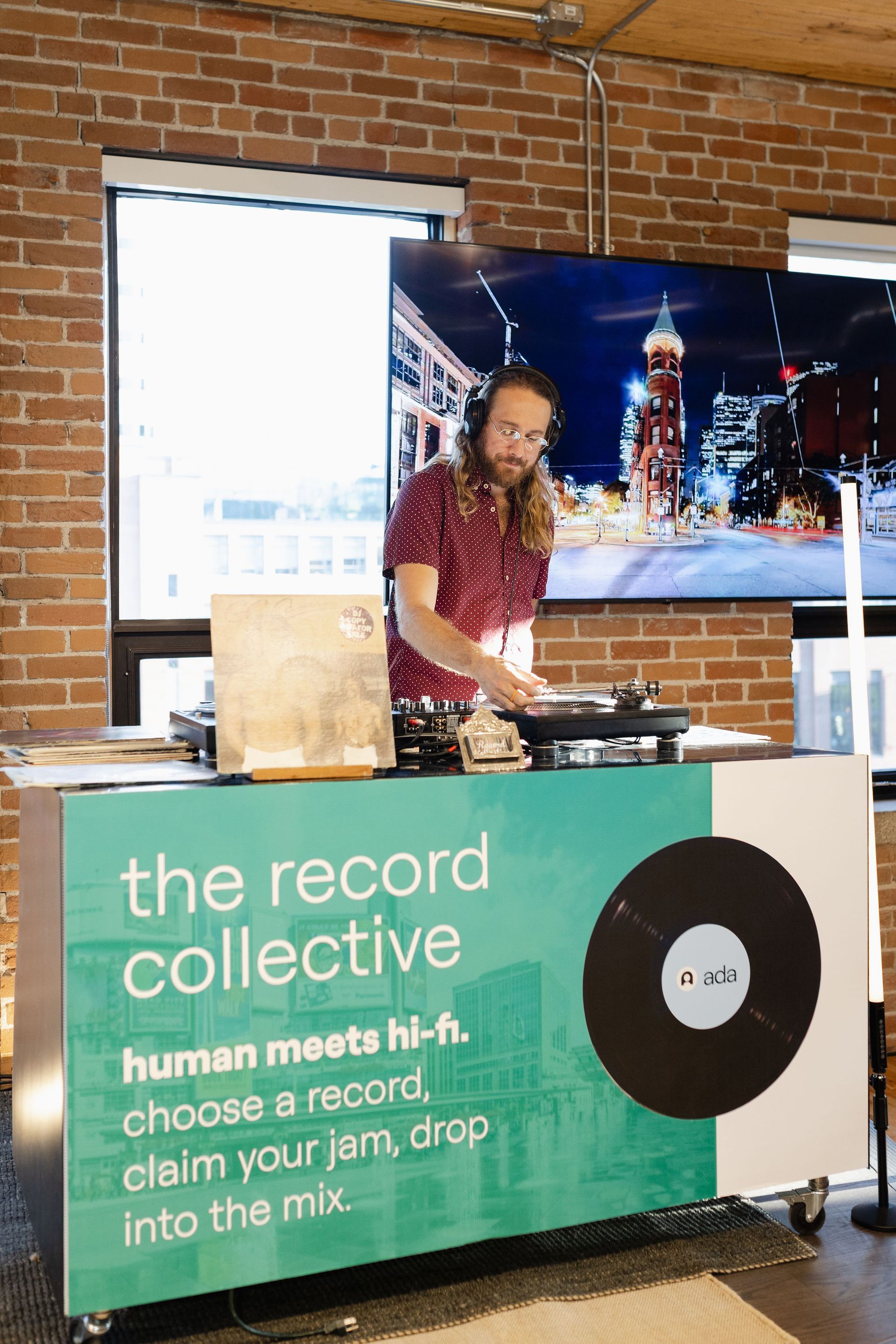 A DJ spins records at 