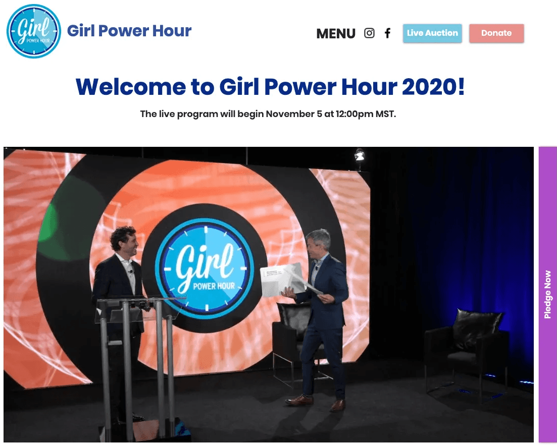 A screenshot of the girl power hour website