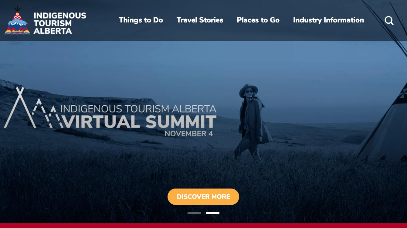 The website for the indigenous tourism alberta virtual summit