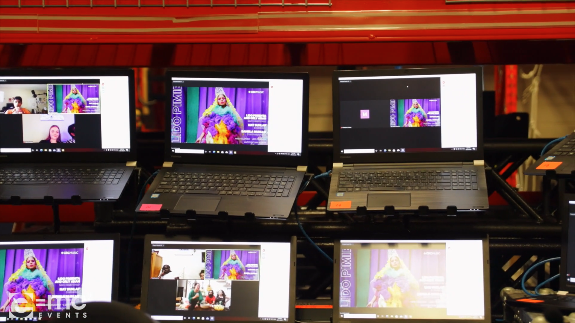 A bunch of laptops are sitting on a table