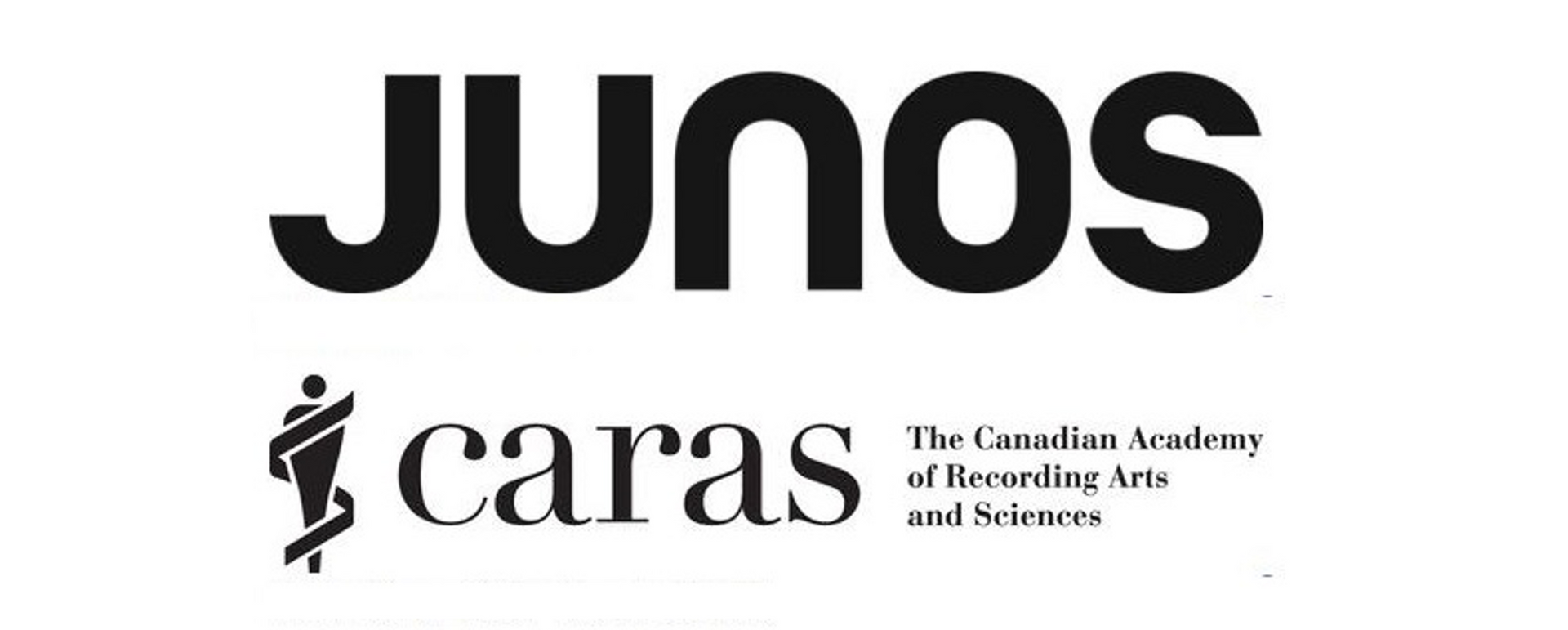 A black and white logo for junos caras the canadian academy of performing arts and sciences